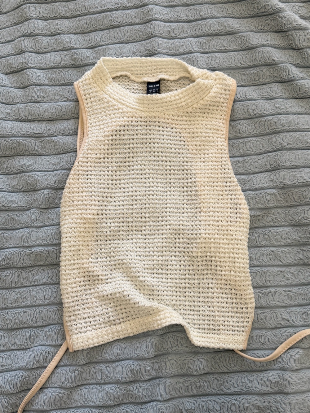 SHEIN Cream Crochet Tie-Side Tank Top